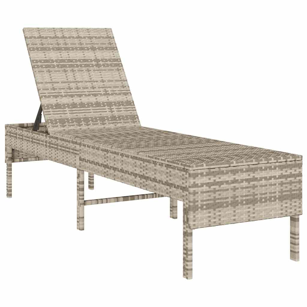 vidaXL Ξαπλώστρα με Μαξιλάρι Ανοιχτό Γκρι 55x200x44 εκ. από Συνθετικό Ρατάν