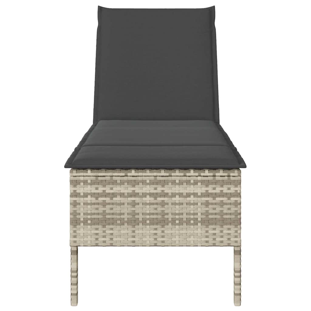 vidaXL Ξαπλώστρα με Μαξιλάρι Ανοιχτό Γκρι 55x200x44 εκ. από Συνθετικό Ρατάν