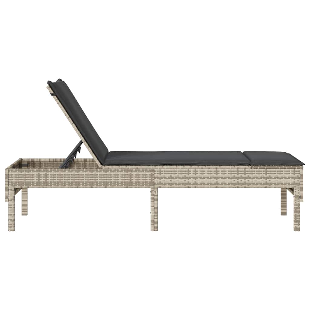 vidaXL Ξαπλώστρα με Μαξιλάρι Ανοιχτό Γκρι 55x200x44 εκ. από Συνθετικό Ρατάν