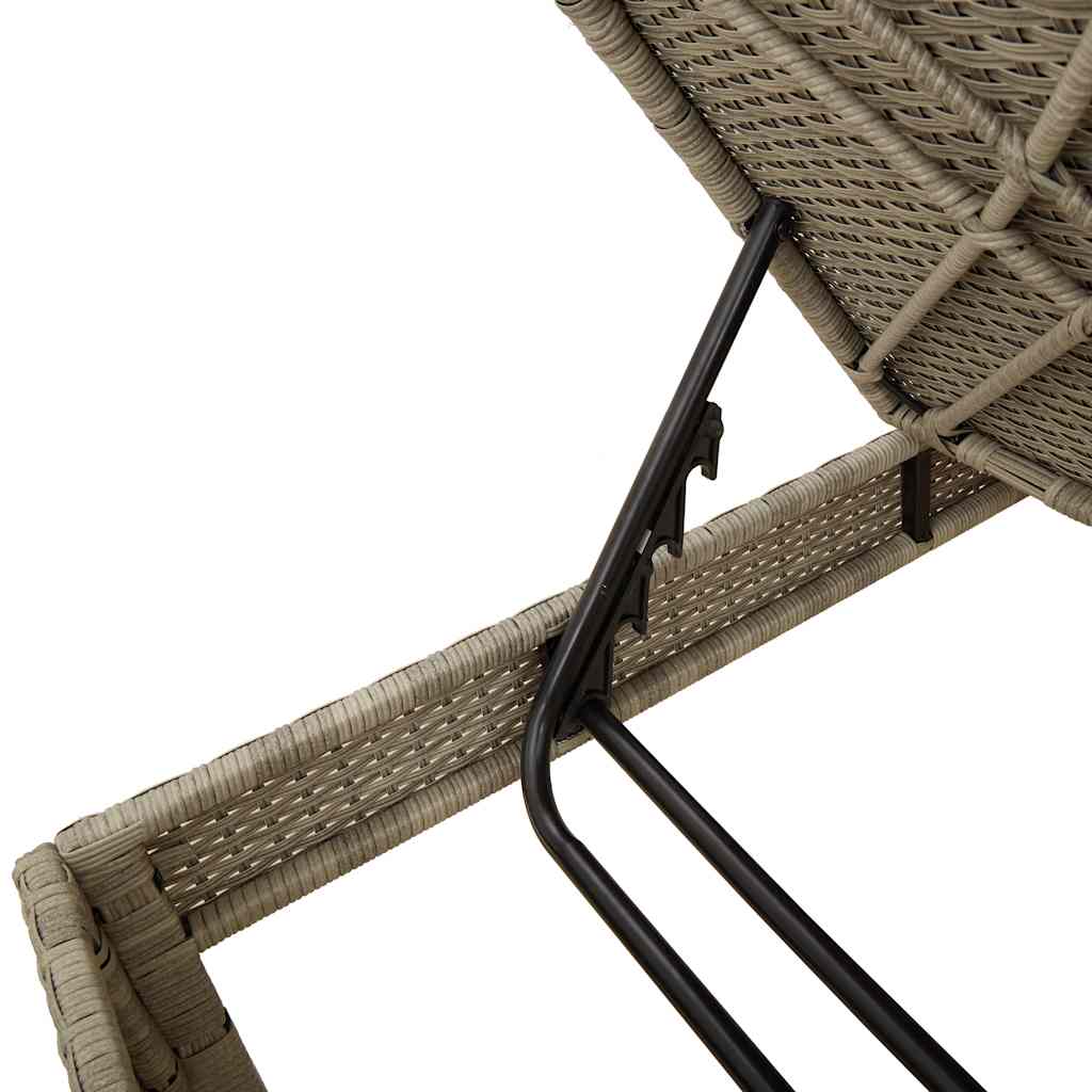 vidaXL Ξαπλώστρα με Μαξιλάρι Ανοιχτό Γκρι 55x200x44 εκ. από Συνθετικό Ρατάν