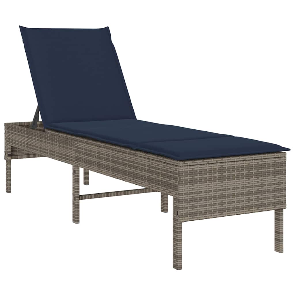 vidaXL Ξαπλώστρα με Μαξιλάρι Γκρι 55x200x44 εκ. από Συνθετικό Ρατάν