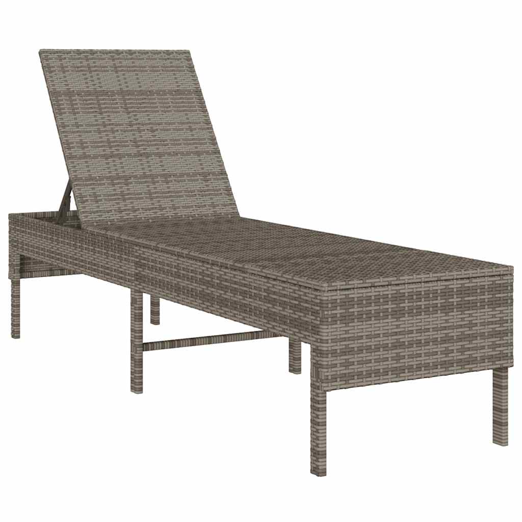 vidaXL Ξαπλώστρα με Μαξιλάρι Γκρι 55x200x44 εκ. από Συνθετικό Ρατάν