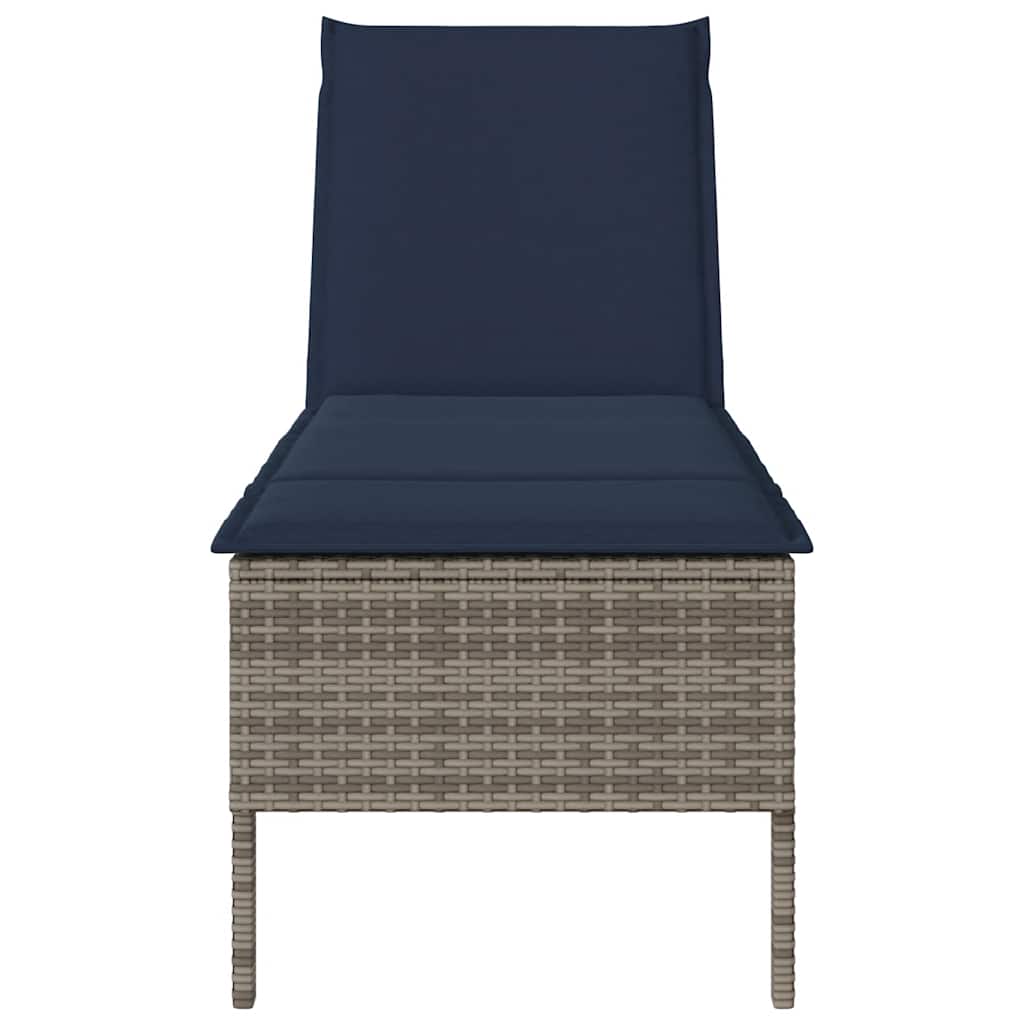 vidaXL Ξαπλώστρα με Μαξιλάρι Γκρι 55x200x44 εκ. από Συνθετικό Ρατάν