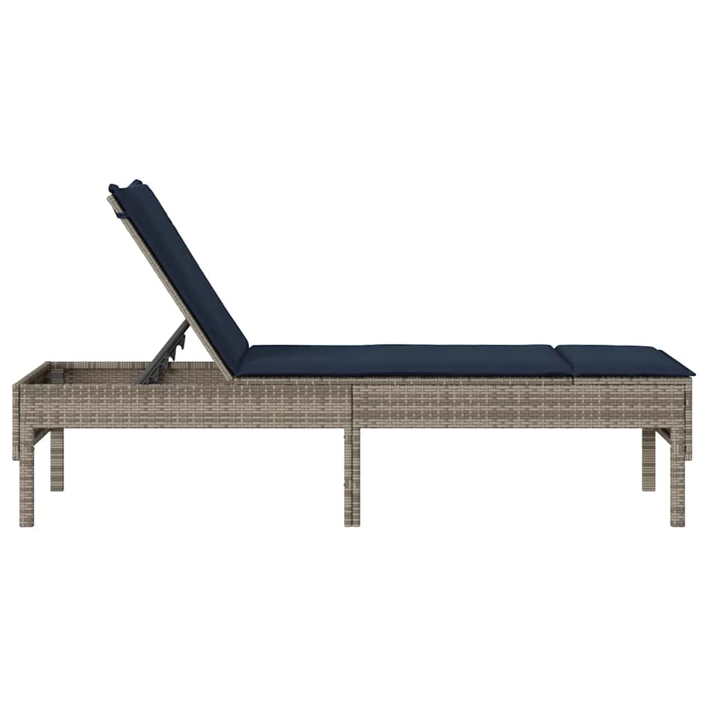 vidaXL Ξαπλώστρα με Μαξιλάρι Γκρι 55x200x44 εκ. από Συνθετικό Ρατάν