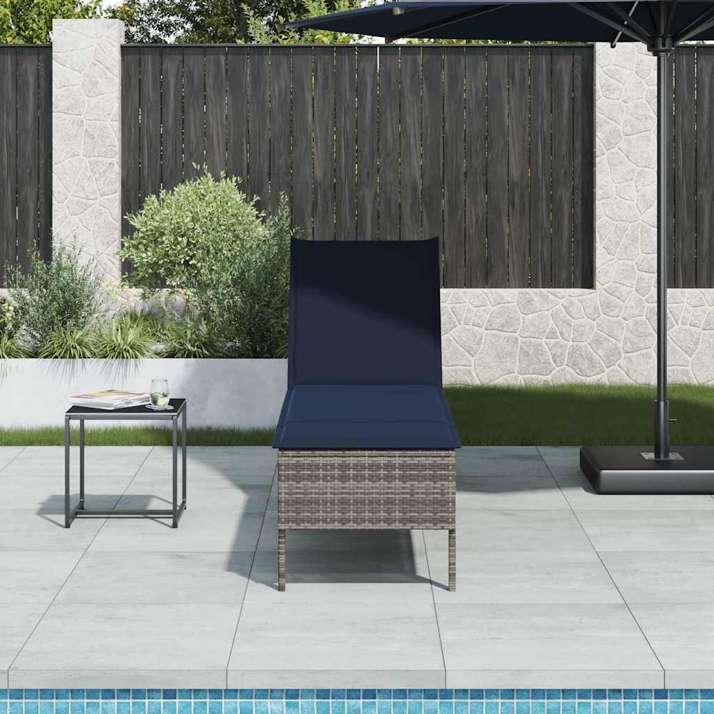 vidaXL Ξαπλώστρα με Μαξιλάρι Γκρι 55x200x44 εκ. από Συνθετικό Ρατάν