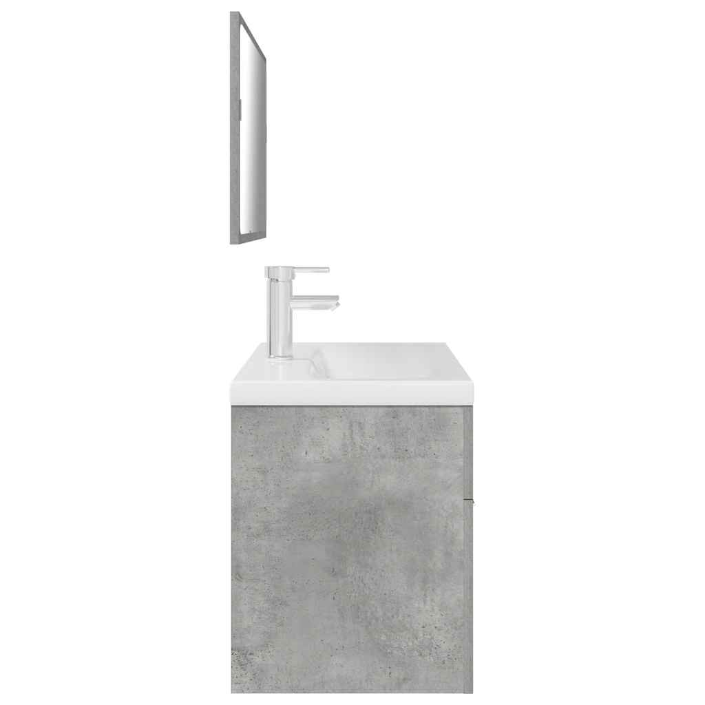 vidaXL Σετ Επίπλων Μπάνιου 3 Τεμαχίων Γκρι Σκυροδέματος από Επεξ. Ξύλο