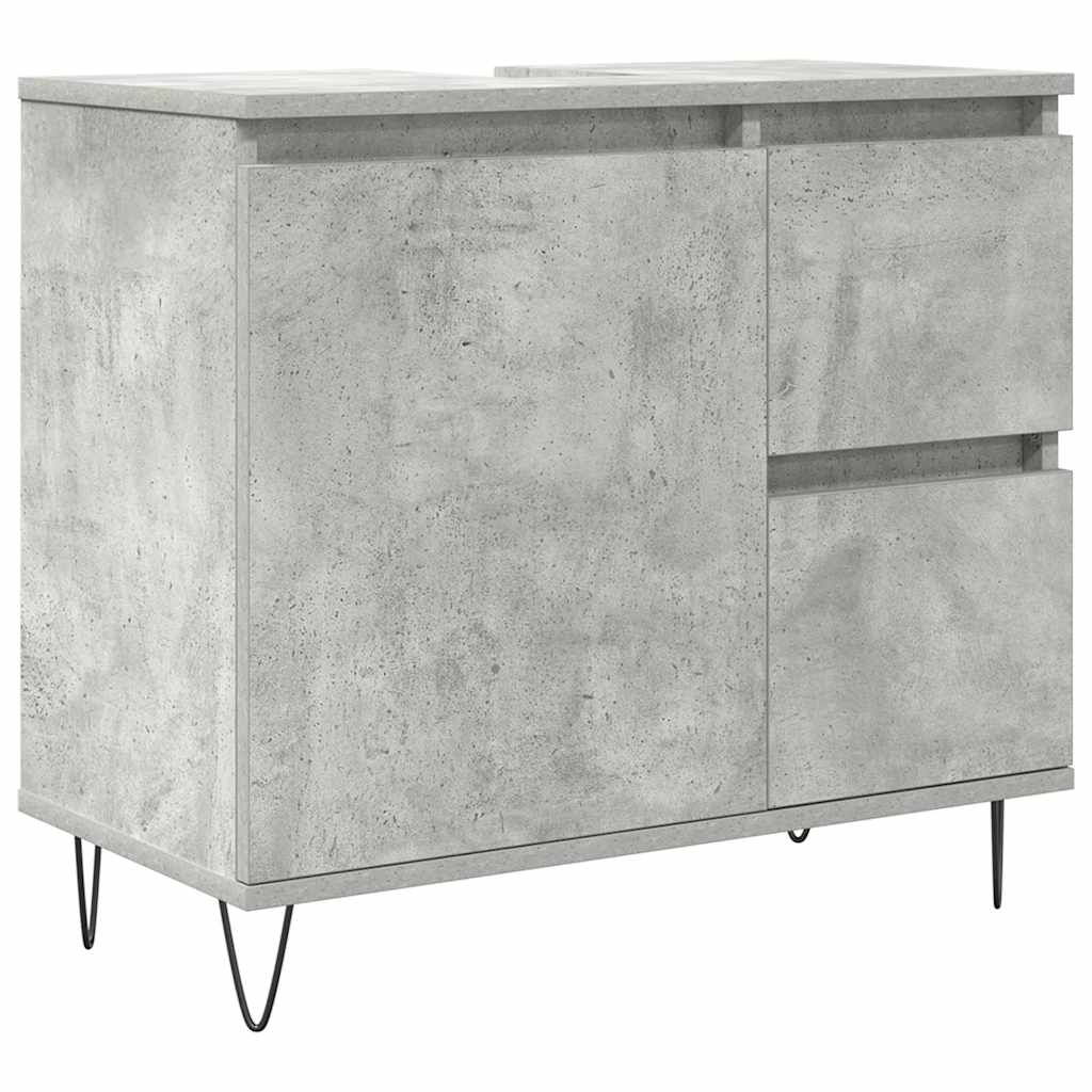 vidaXL Σετ Επίπλων Μπάνιου 3 Τεμαχίων Γκρι Σκυροδέματος από Επεξ. Ξύλο