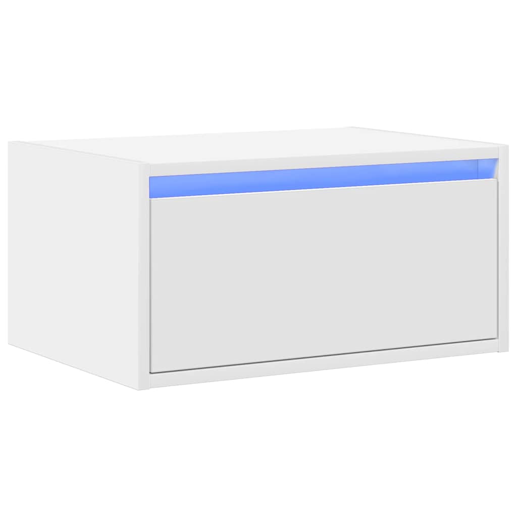 vidaXL Κομοδίνο Επιτοίχιο με Φώτα LED Λευκό