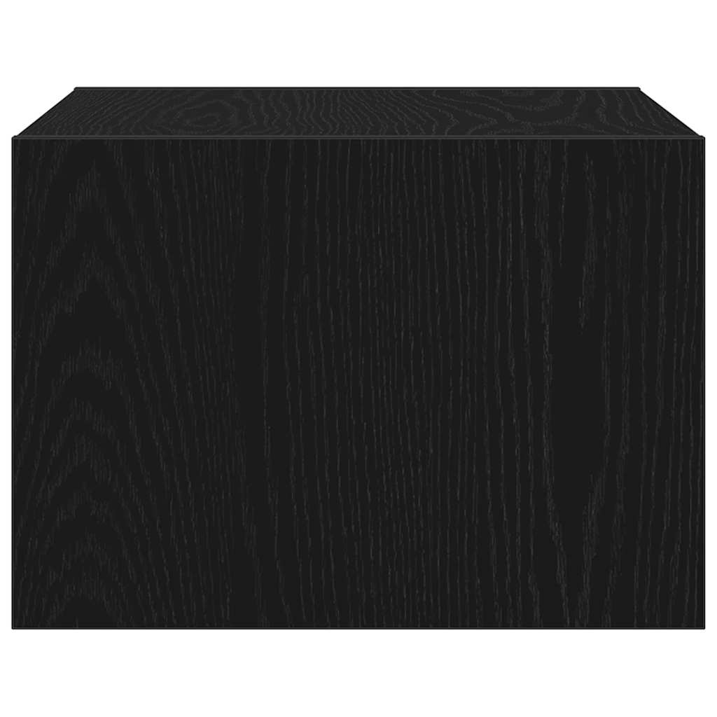 vidaXL Κομοδίνο Επιτοίχιο με Φώτα LED Μαύρο Δρυς