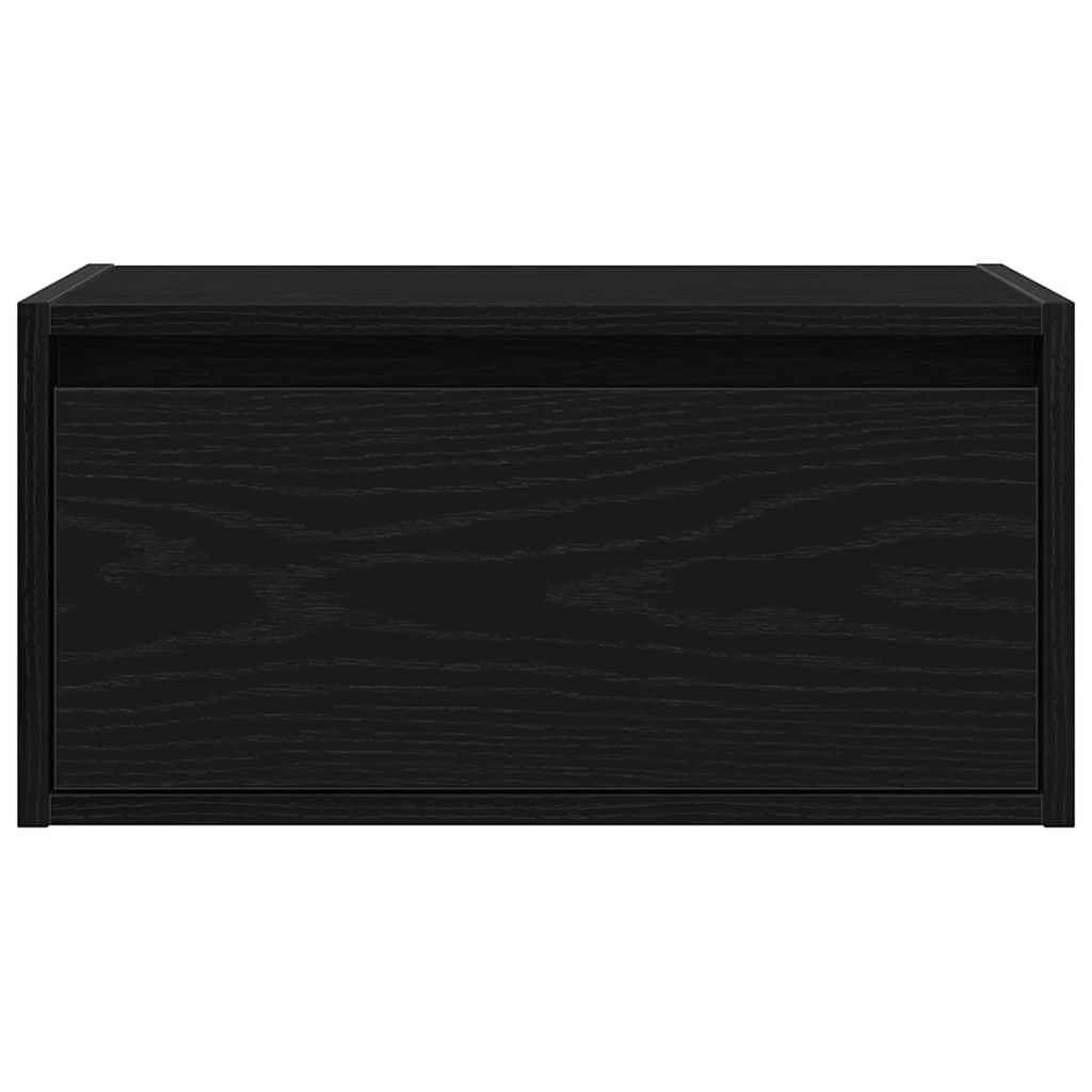 vidaXL Κομοδίνα Επιτοίχια με Φώτα LED 2 τεμ. Μαύρα Δρυς