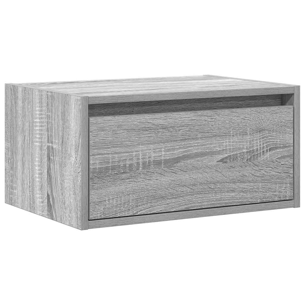 vidaXL Κομοδίνο Επιτοίχιο με Φώτα LED Γκρι Sonoma