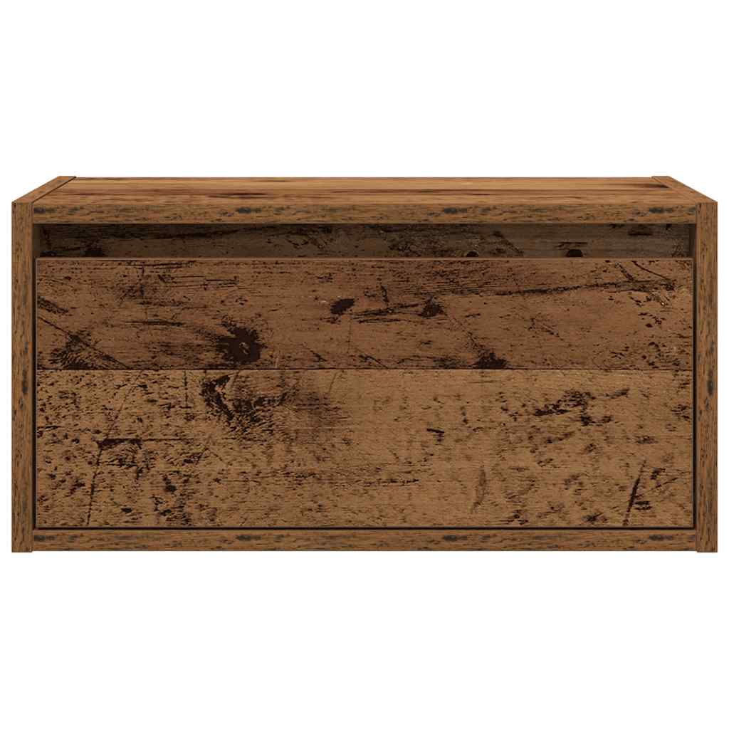 vidaXL Κομοδίνο Επιτοίχιο με Φώτα LED Όψη Παλαιού Ξύλου