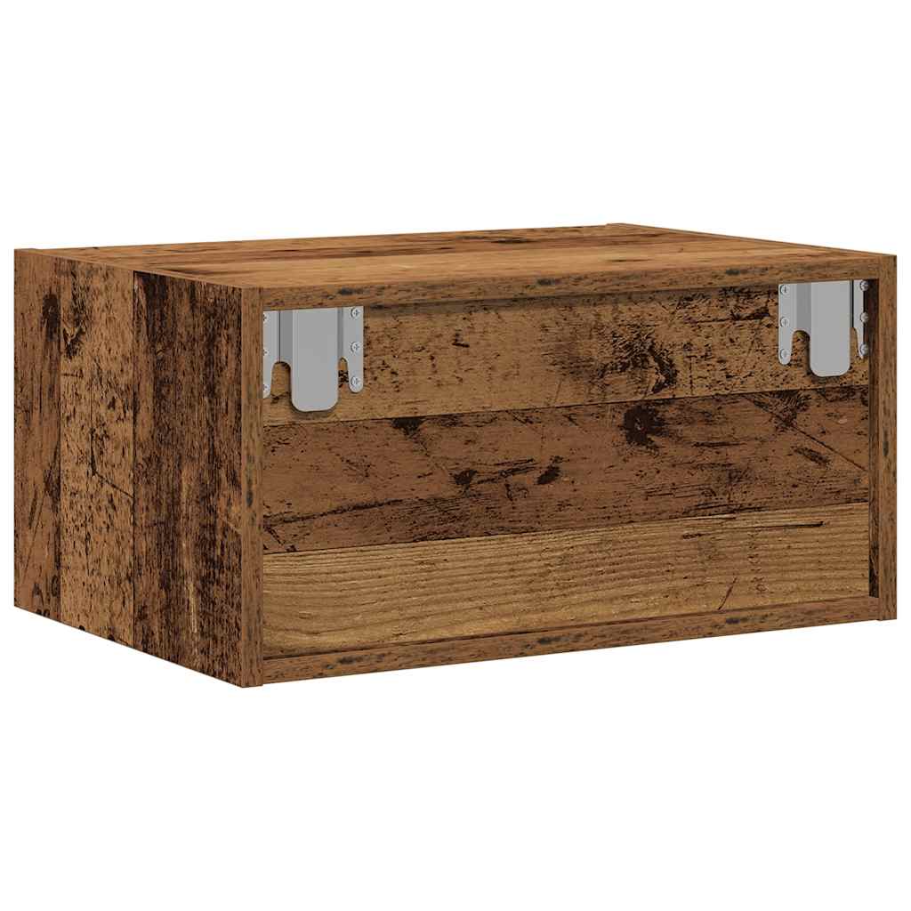 vidaXL Κομοδίνο Επιτοίχιο με Φώτα LED Όψη Παλαιού Ξύλου