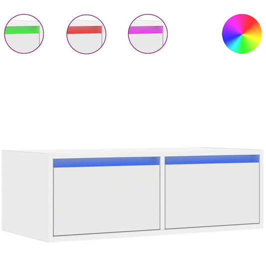 vidaXL Έπιπλο Τηλεόρασης με LED Λευκό 75x35,5x25 εκ.