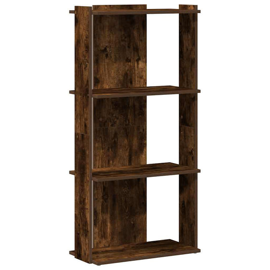 vidaXL Βιβλιοθήκη 3 Επιπέδων Καπνιστή Δρυς 60x30x120 εκ. Επεξεργ. Ξύλο