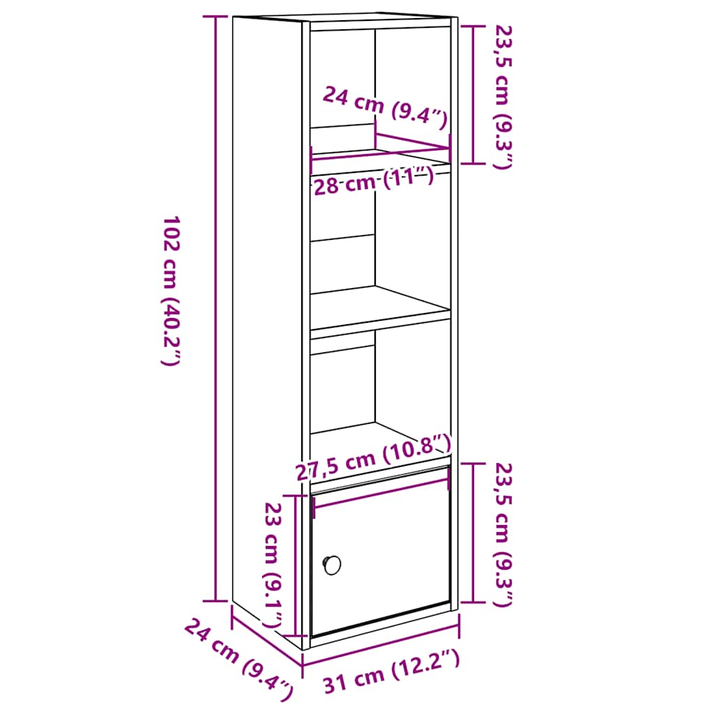 vidaXL Βιβλιοθήκη Sonoma Δρυς 31x24x102 εκ. από Επεξεργασμένο Ξύλο