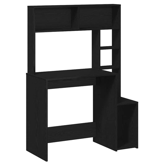 vidaXL Γραφείο με Ράφια Μαύρο 100x45x140 εκ. από Επεξεργασμένο Ξύλο