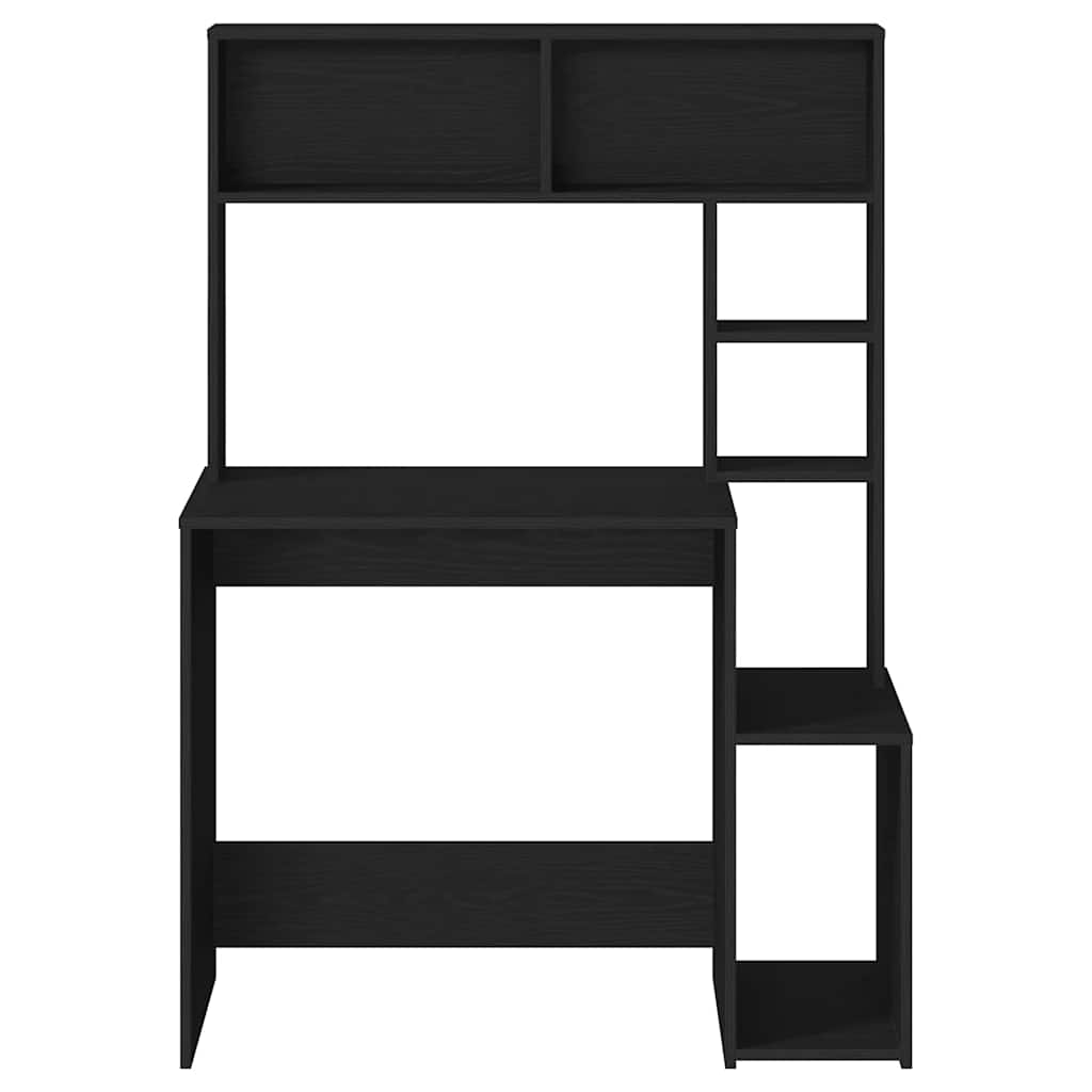 vidaXL Γραφείο με Ράφια Μαύρο 100x45x140 εκ. από Επεξεργασμένο Ξύλο