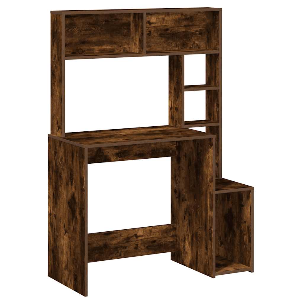 vidaXL Γραφείο με Ράφια Καπνιστή Δρυς 100x45x140 εκ Επεξεργασμένο Ξύλο