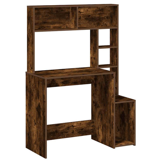 vidaXL Γραφείο με Ράφια Καπνιστή Δρυς 100x45x140 εκ Επεξεργασμένο Ξύλο