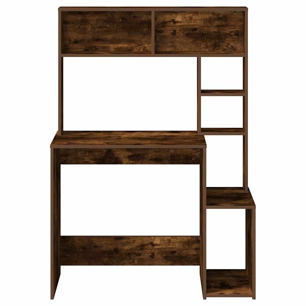 vidaXL Γραφείο με Ράφια Καπνιστή Δρυς 100x45x140 εκ Επεξεργασμένο Ξύλο