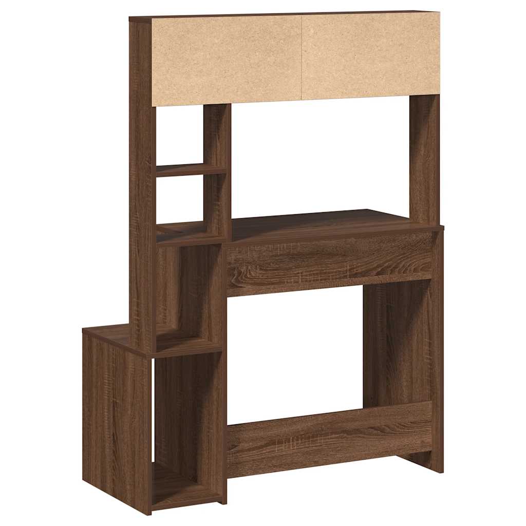 vidaXL Γραφείο με Ράφια Καφέ Δρυς 100x45x140 εκ. από Τεχνητό Ξύλο
