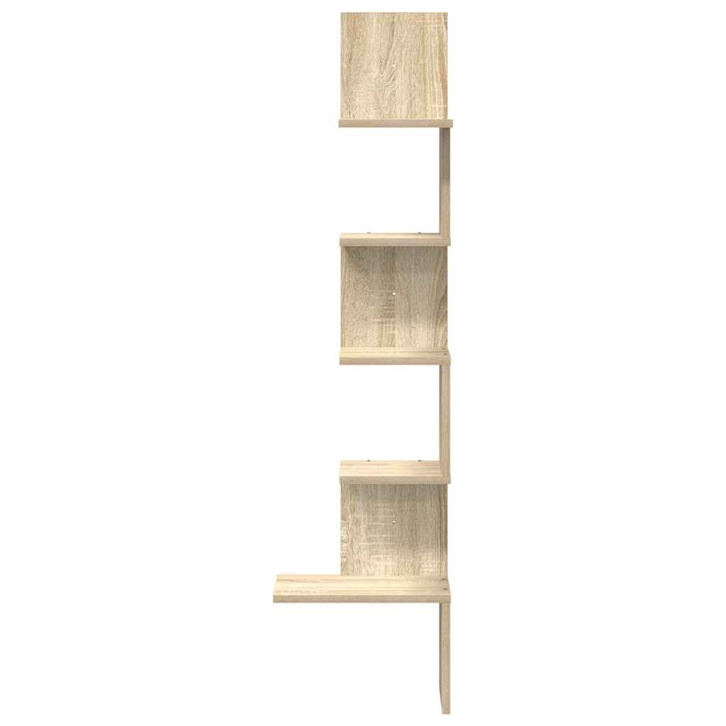 vidaXL Γωνιακή Ραφιέρα Τοίχου Ξύλο Δρυός 32x32x127,5 εκ. Μοριοσανίδα