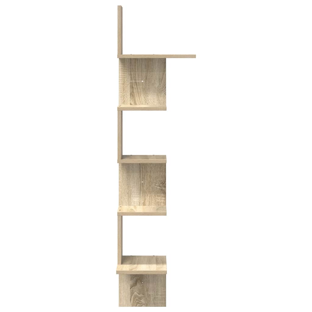 vidaXL Γωνιακή Ραφιέρα Τοίχου Ξύλο Δρυός 32x32x127,5 εκ. Μοριοσανίδα