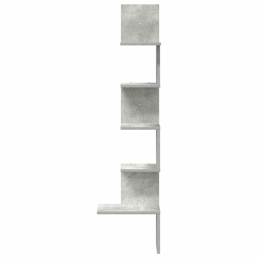 vidaXL Γωνιακή Ραφιέρα Τοίχου Γκρι Σκυρ. 32x32x127,5 εκ. Μοριοσανίδα