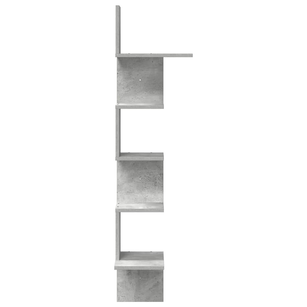 vidaXL Γωνιακή Ραφιέρα Τοίχου Γκρι Σκυρ. 32x32x127,5 εκ. Μοριοσανίδα