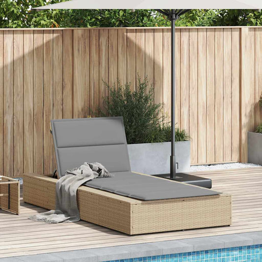 vidaXL Ξαπλώστρα με αιωρούμενο μαξιλάρι Μπεζ Poly Rattan