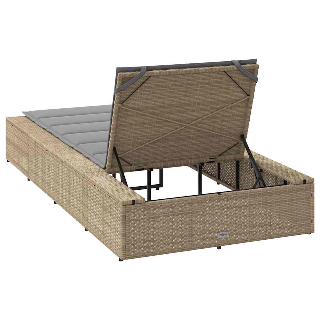 vidaXL Ξαπλώστρα με αιωρούμενο μαξιλάρι Μπεζ Poly Rattan