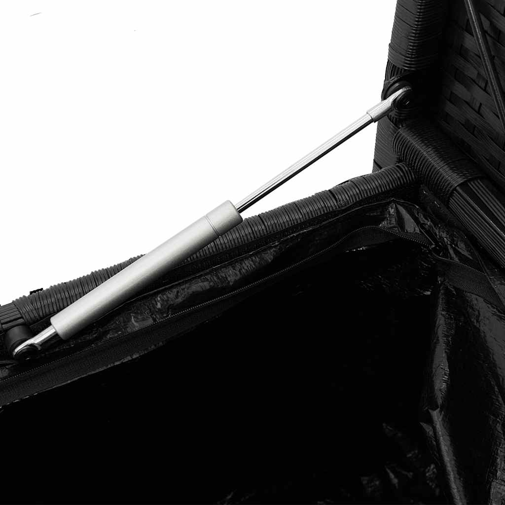 vidaXL Πάγκος αποθήκευσης κήπου με μαξιλάρι μαύρο πολυ μπαστούνι