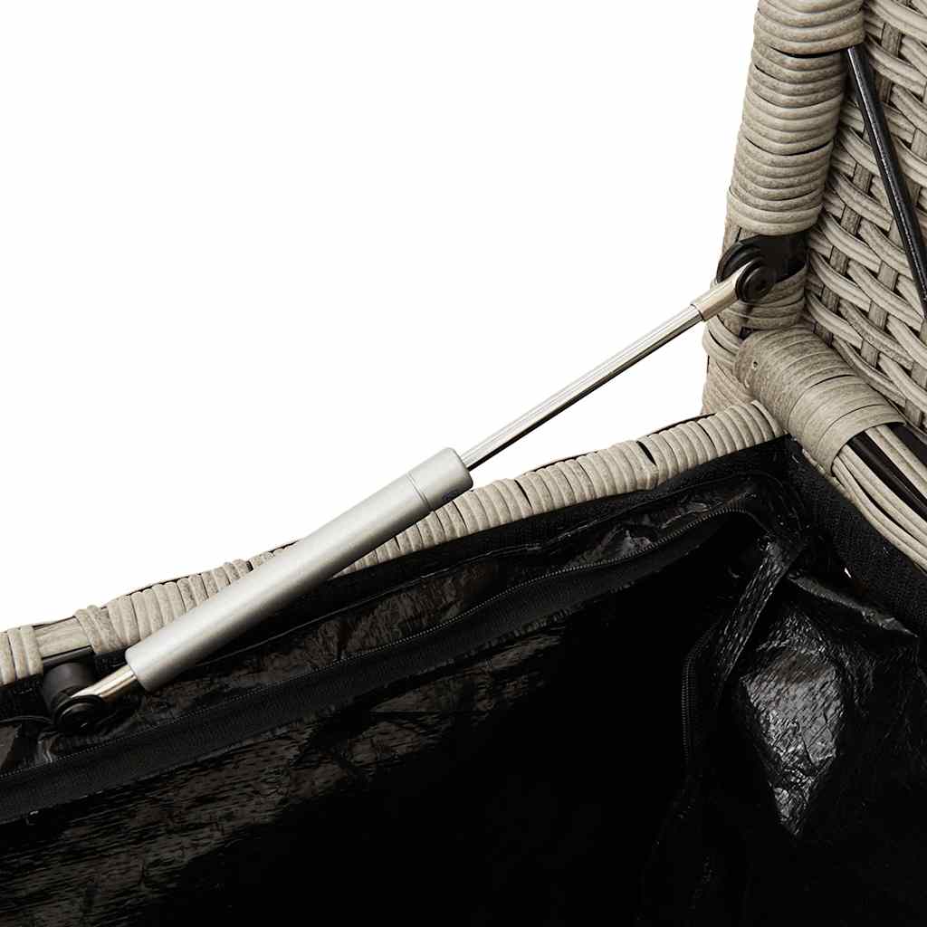 vidaXL Πάγκος αποθήκευσης κήπου μαξιλάρι ανοιχτό γκρι πολυ μπαστούνι