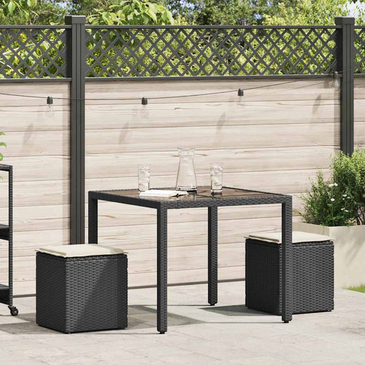 vidaXL σκαμπό κήπου με μαξιλάρια 2 τεμάχια Μαύρο 40x40x43 cm