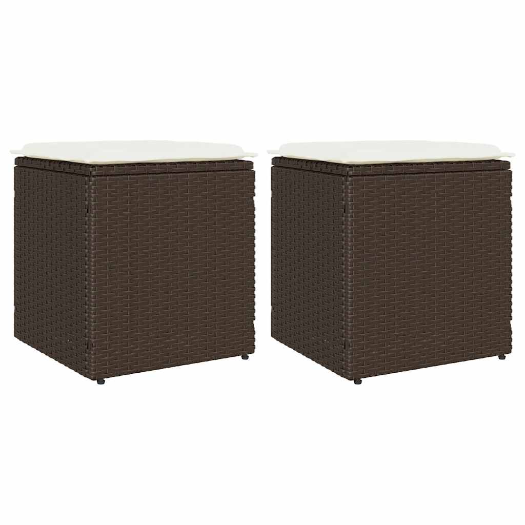 vidaXL Σκαμπό κήπου με μαξιλάρια 2 τεμάχια Καφέ 40x40x43 cm