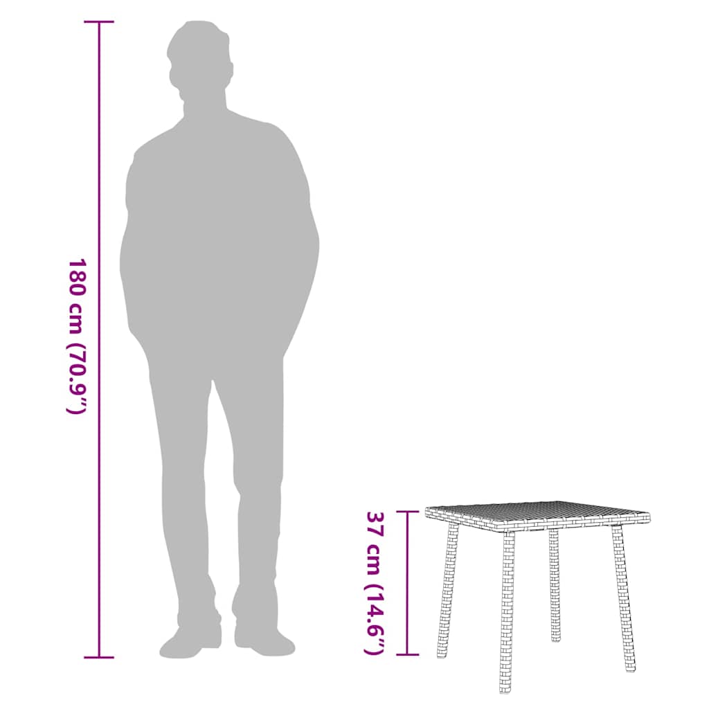 vidaXL Κήπος Τραπεζάκι σαλονιού ορθογώνιο γκρι 40x40x37 cm Poly Rattan