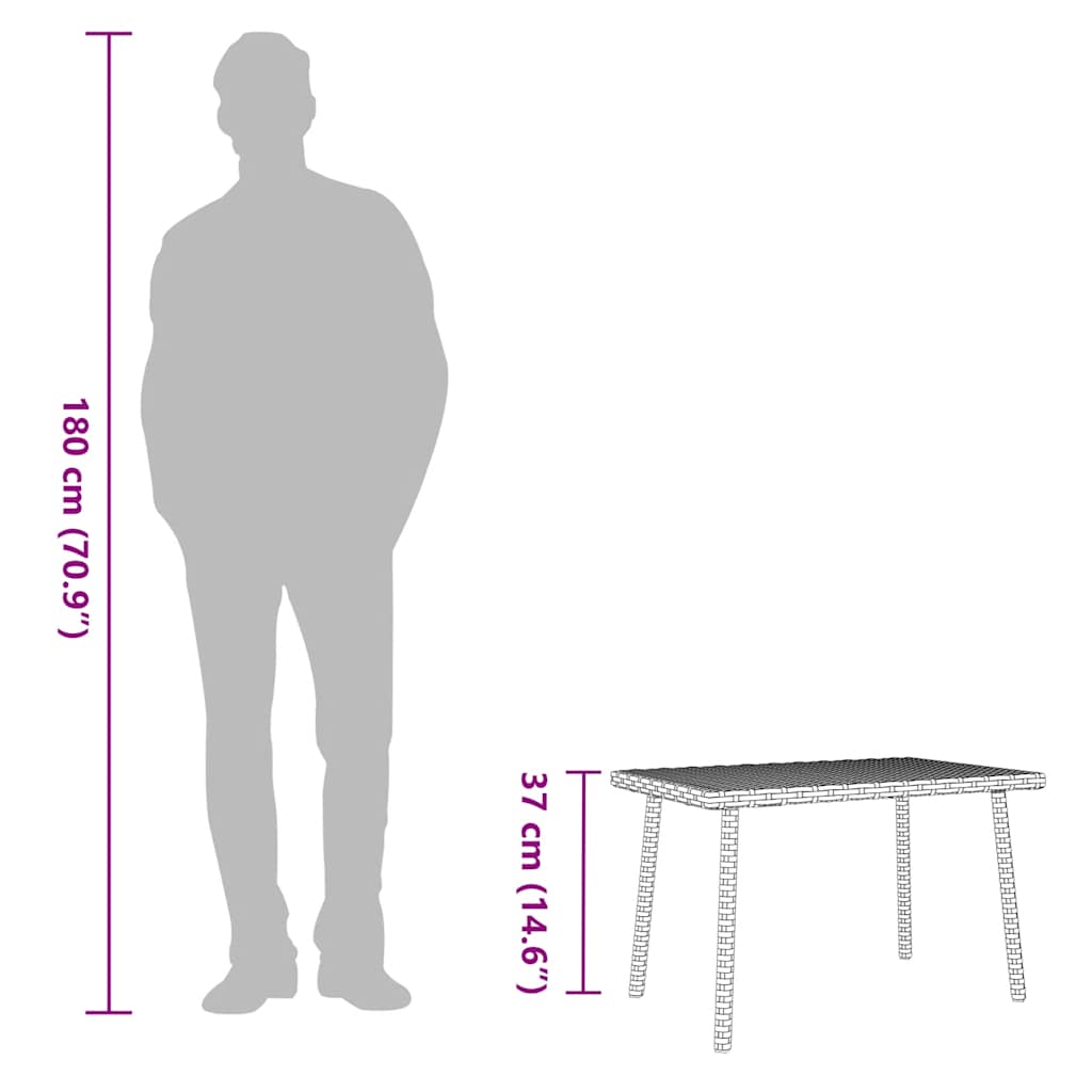 vidaXL Κήπος Τραπεζάκι σαλονιού ορθογώνιο γκρι 60x40x37 cm Poly Rattan