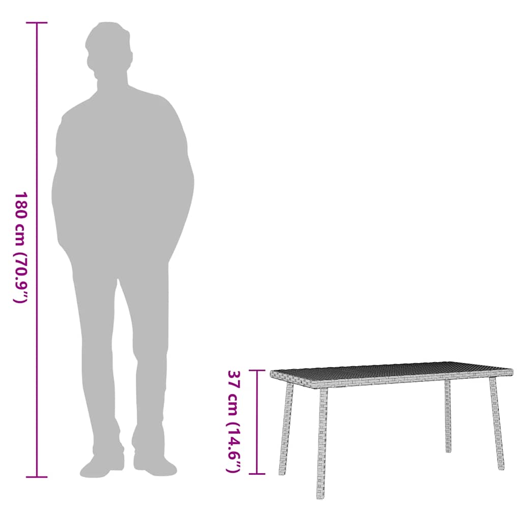 vidaXL Τραπέζι σαλονιού κήπου ορθογώνιο ανοιχτό γκρι 80x40x37 cm