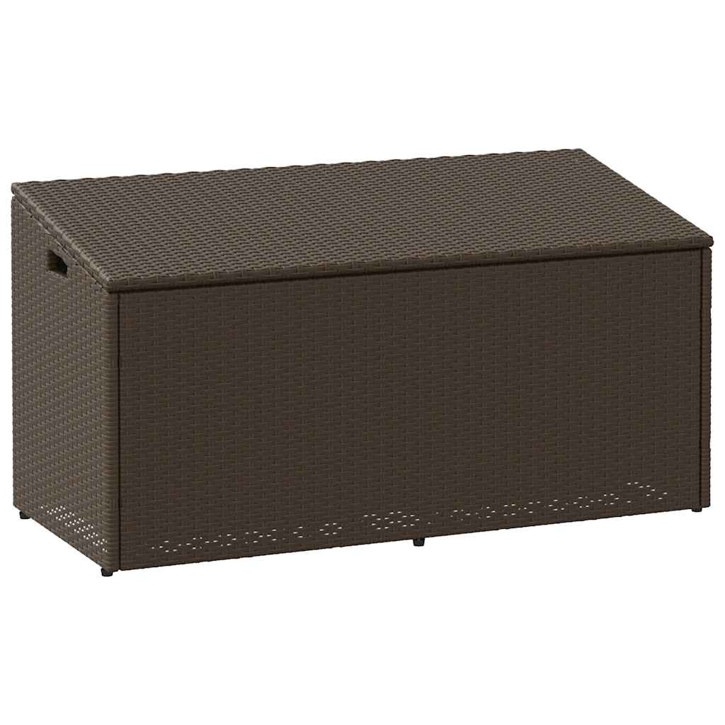 vidaXL Κήπος κουτί αποθήκευσης καφέ 110x50x58 cm Poly Rattan