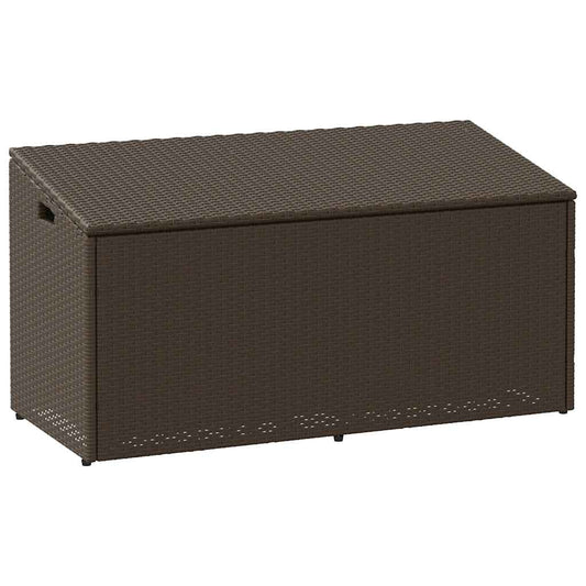 vidaXL Κήπος κουτί αποθήκευσης καφέ 110x50x58 cm Poly Rattan