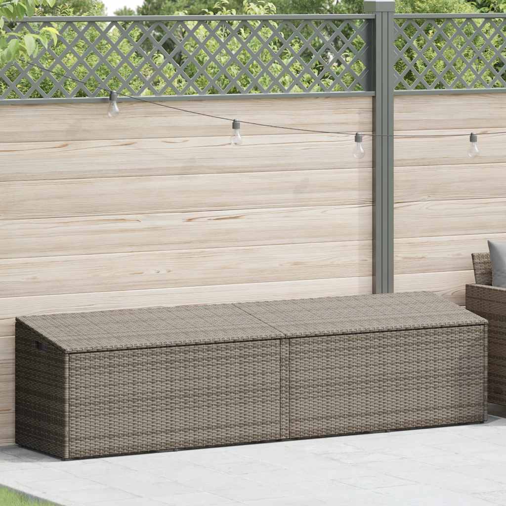 vidaXL Κουτί Αποθήκευσης Κήπου Γκρι 220 x 50 x 58 εκ. από Συνθετικό Ρατάν