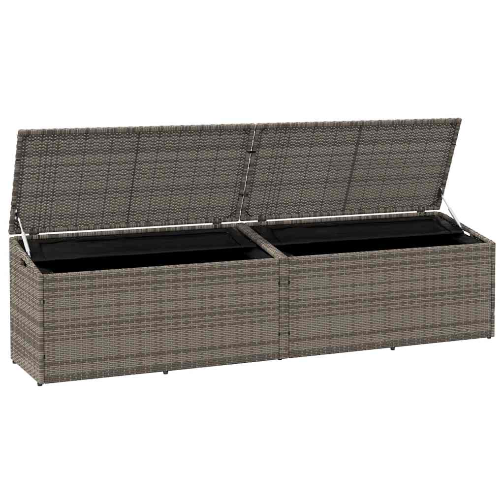 vidaXL Κουτί Αποθήκευσης Κήπου Γκρι 220 x 50 x 58 εκ. από Συνθετικό Ρατάν