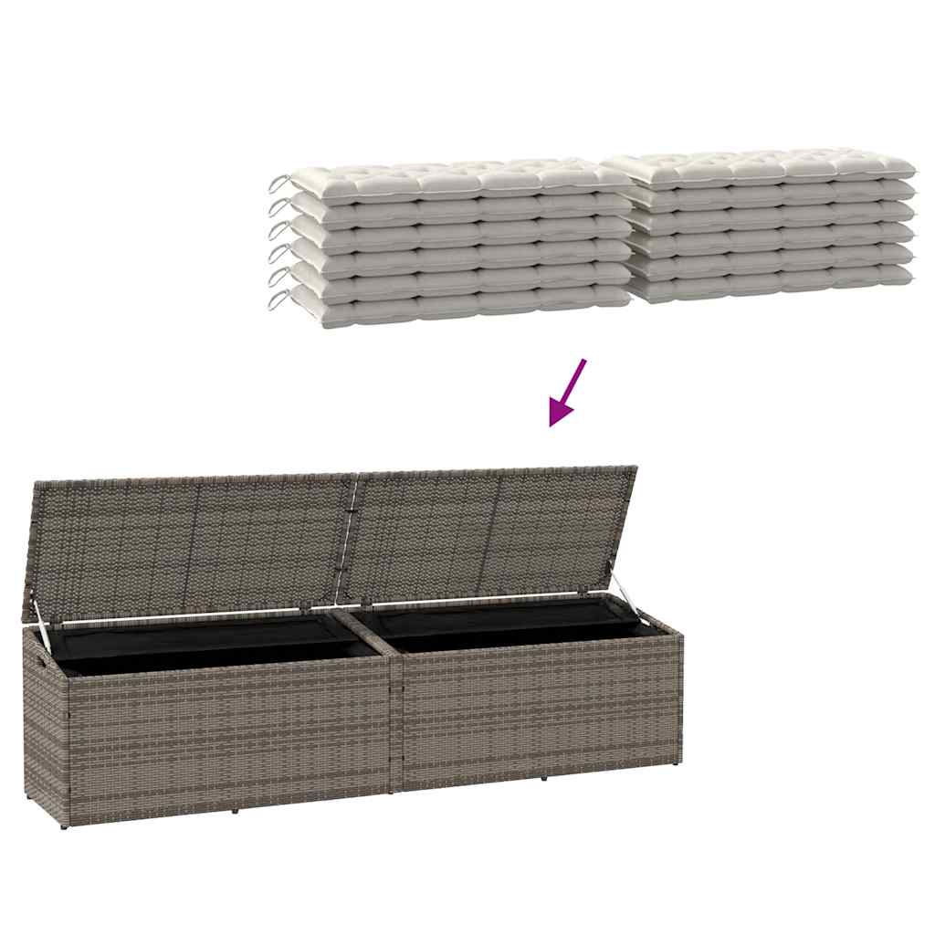 vidaXL Κουτί Αποθήκευσης Κήπου Γκρι 220 x 50 x 58 εκ. από Συνθετικό Ρατάν