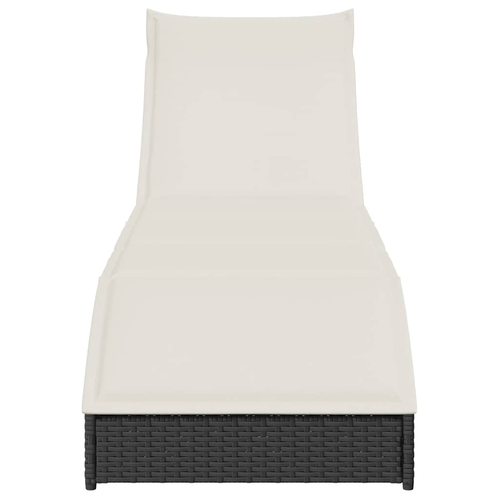 vidaXL Πτυσσόμενη ξαπλώστρα με μαξιλάρι και αποθήκευση Μαύρο