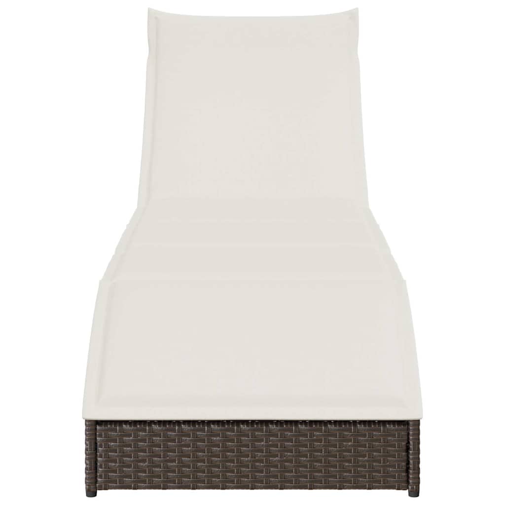 vidaXL Πτυσσόμενη ξαπλώστρα με μαξιλάρι και αποθήκευση Brown