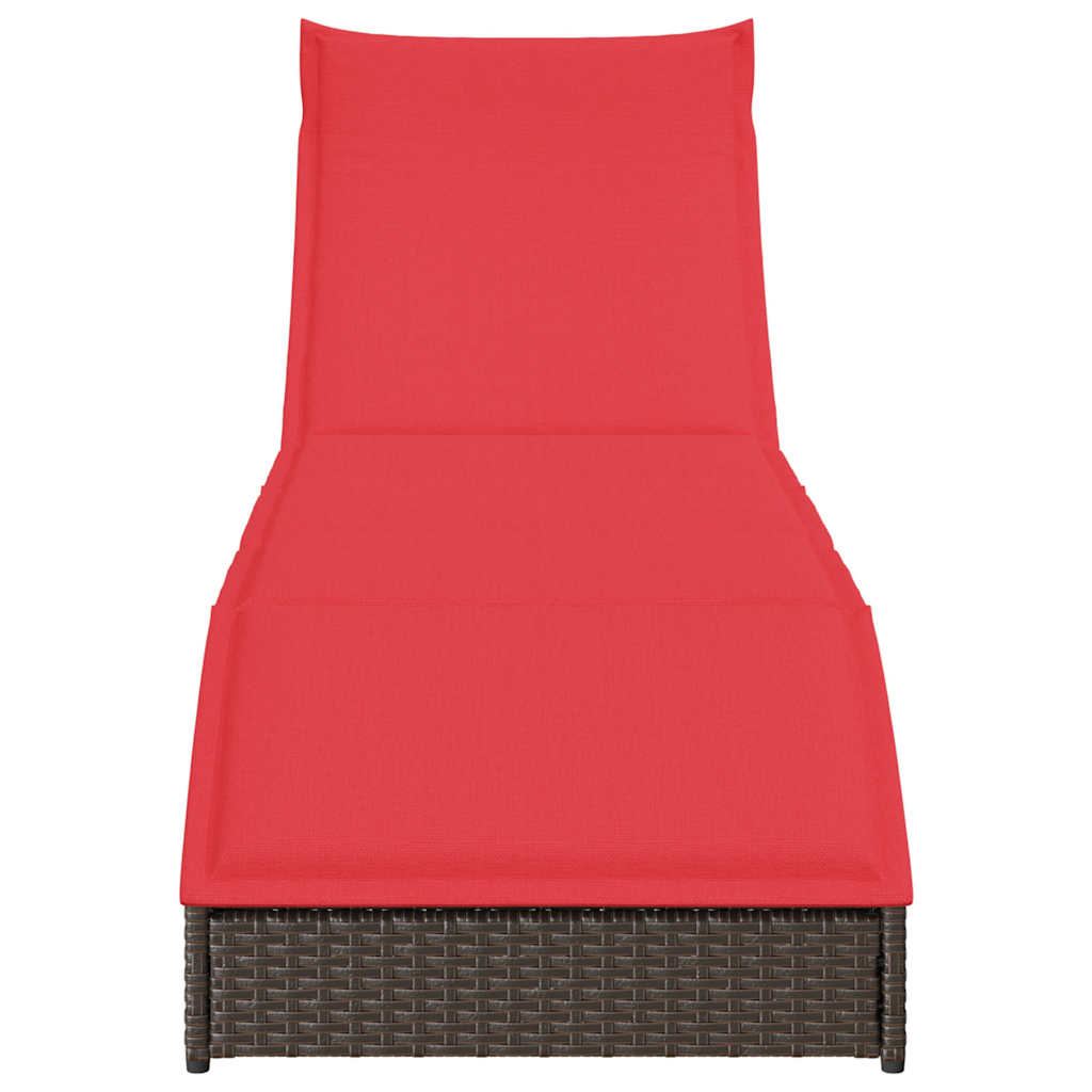 vidaXL Πτυσσόμενη ξαπλώστρα με μαξιλάρι και αποθήκευση Brown