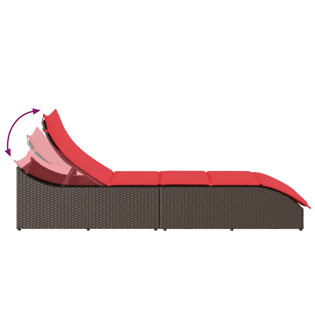 vidaXL Πτυσσόμενη ξαπλώστρα με μαξιλάρι και αποθήκευση Brown