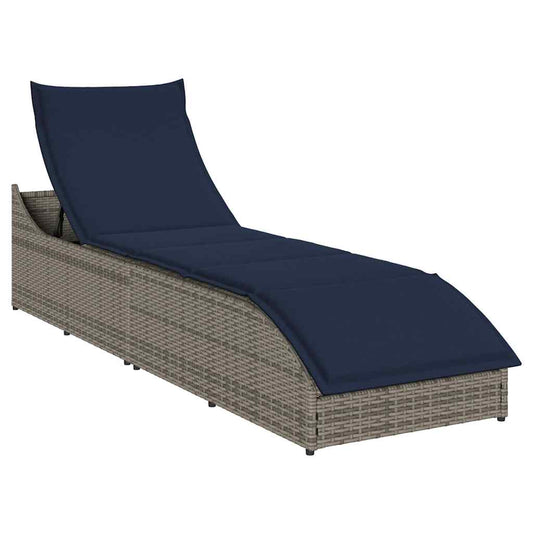 vidaXL Αναδιπλούμενη ξαπλώστρα με μαξιλάρι και αποθήκευση Γκρι