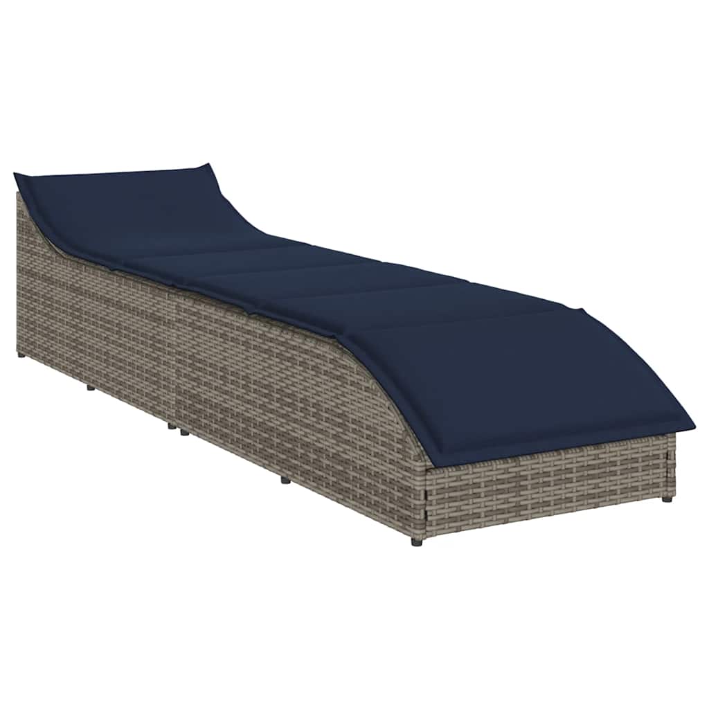 vidaXL Αναδιπλούμενη ξαπλώστρα με μαξιλάρι και αποθήκευση Γκρι